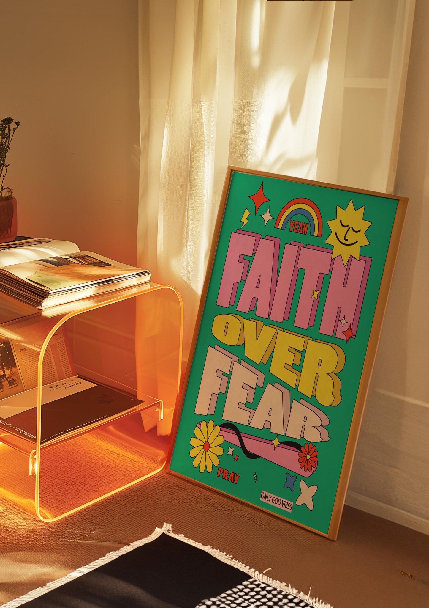 Faith Over Fear Print Set: Retro Christian Bible Verse Art (Digital Download)