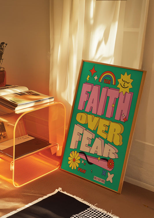 Faith Over Fear Print Set: Retro Christian Bible Verse Art (Digital Download)