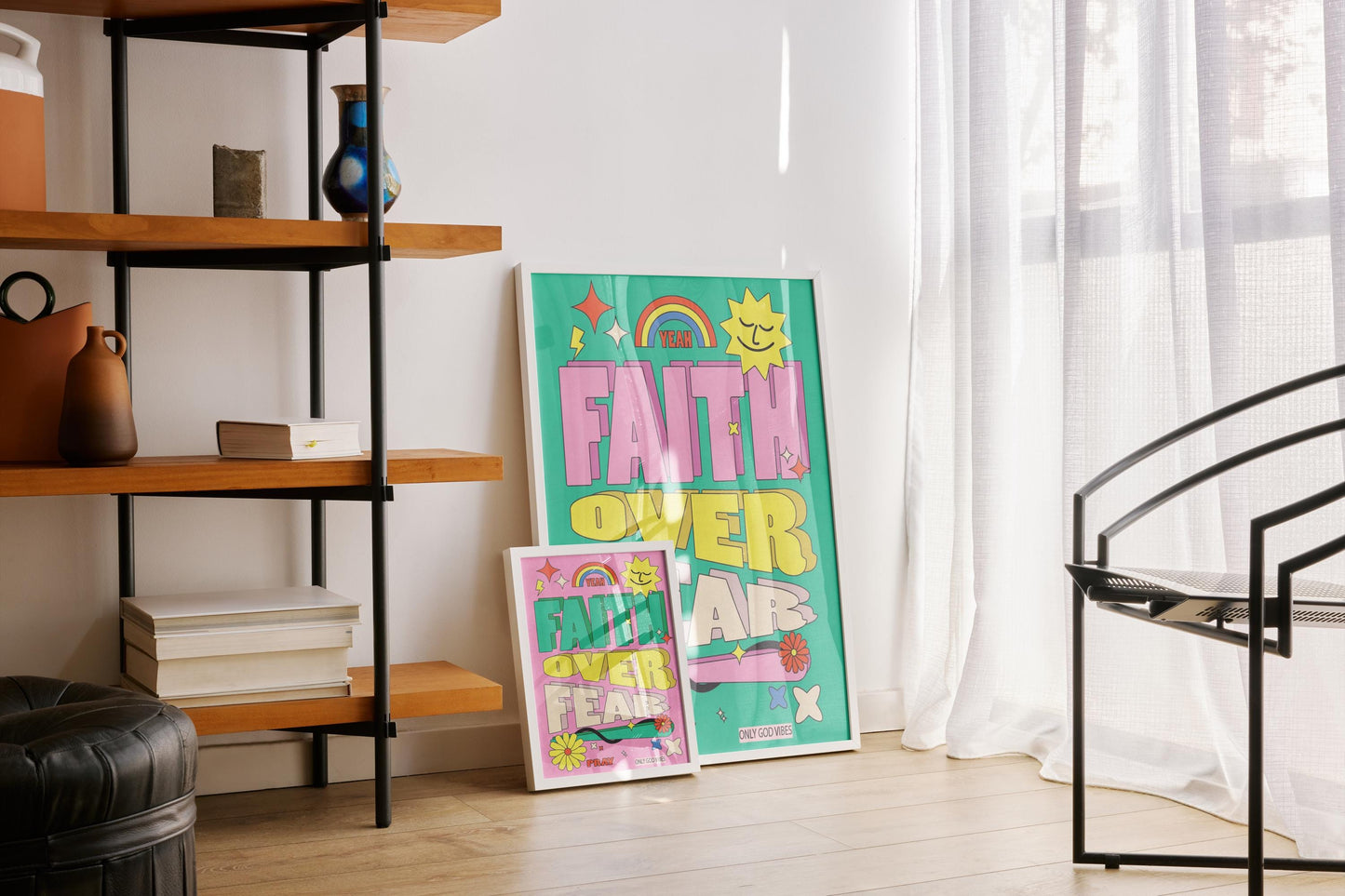 Faith Over Fear Print Set: Retro Christian Bible Verse Art (Digital Download)