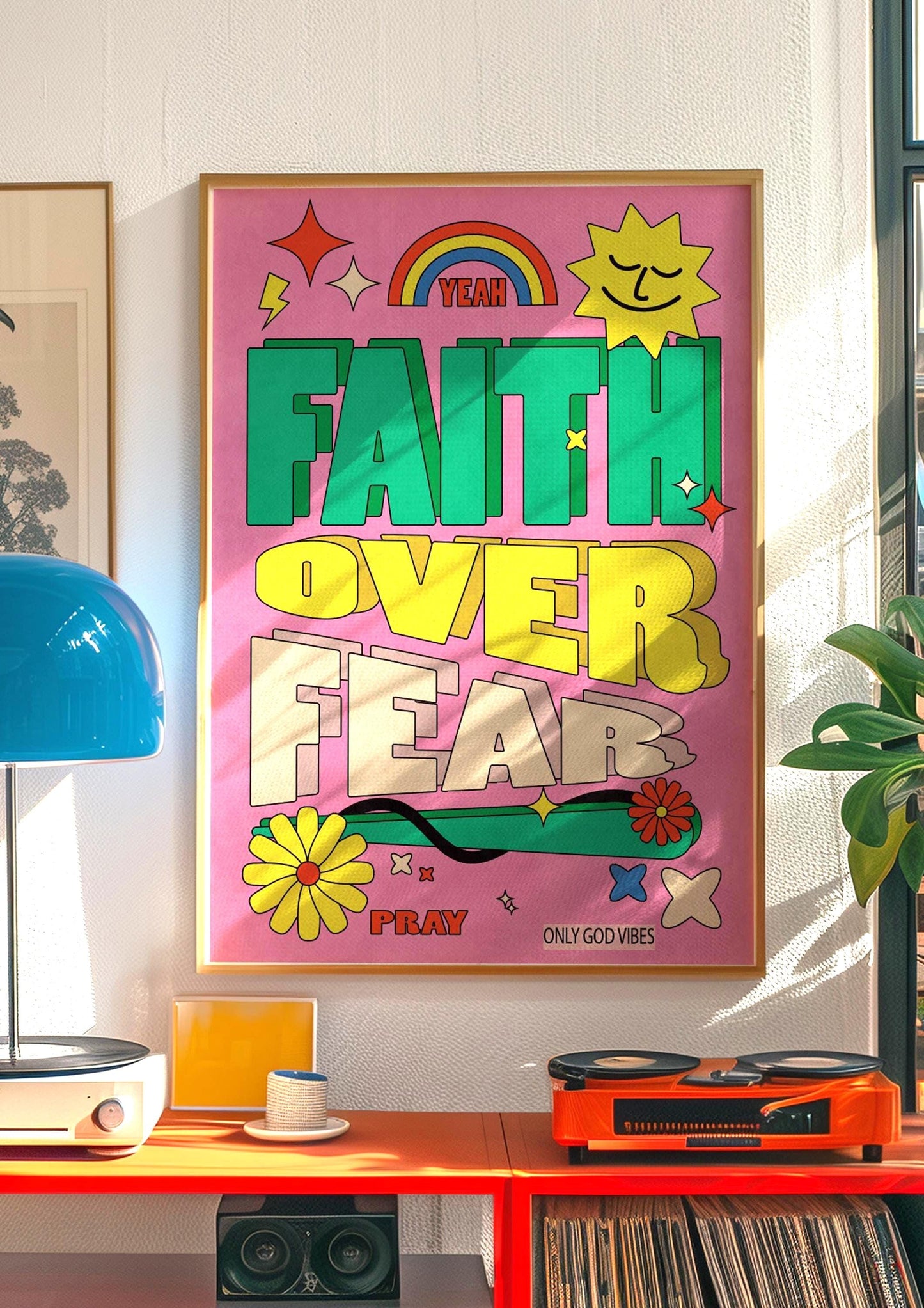 Faith Over Fear Print Set: Retro Christian Bible Verse Art (Digital Download)
