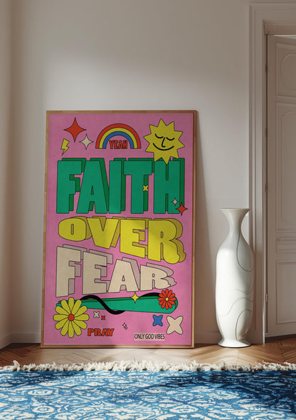 Faith Over Fear Print: Christian Bible Verse Art