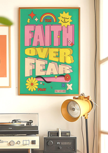 Faith Over Fear Print: Christian Bible Verse Art