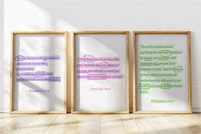 Bible Verse Wall Art Set: Modern Scripture Prints (Digital Download)