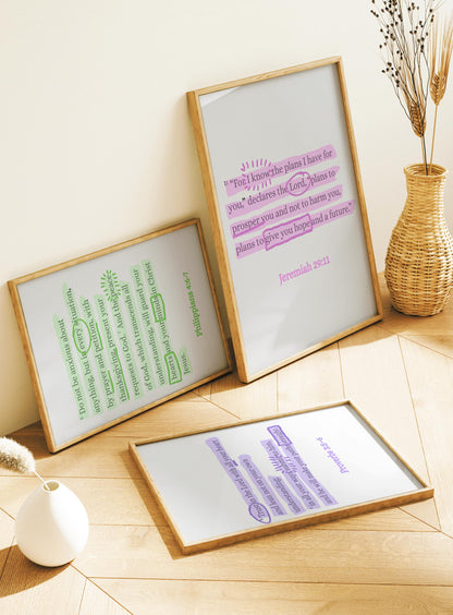Bible Verse Wall Art Set: Modern Scripture Prints (Digital Download)