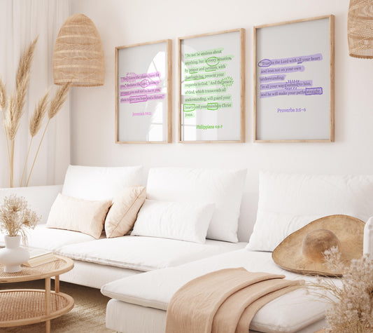 Bible Verse Wall Art Set: Modern Scripture Prints (Digital Download)
