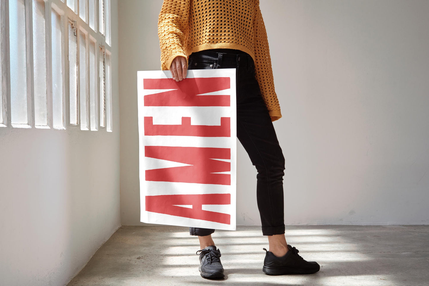 AMEN Print: Trendy Christian Poster, Religious Wall Art