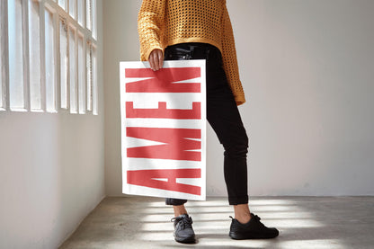 AMEN Print: Trendy Christian Poster, Religious Wall Art