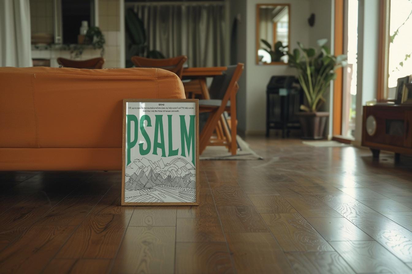 Psalm Print: Trendy Christian Wall Art, Retro Typography Poster