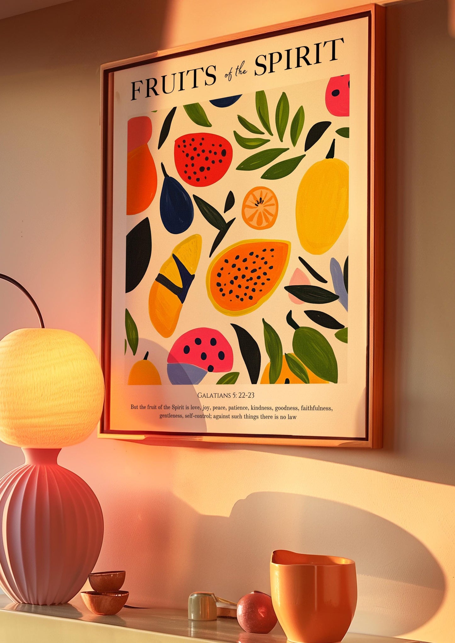 Fruit of the Spirit Art Print: Christian Scripture Poster, Colorful Nursery Decor