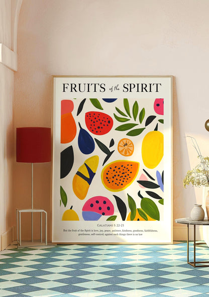 Fruit of the Spirit Art Print: Christian Scripture Poster, Colorful Nursery Decor