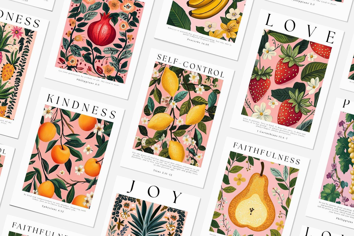 set of 9 postcards Fruits of the Spirit Christian Scripture Cards gift thank you card appreciation encouragement church faith hamper fillers