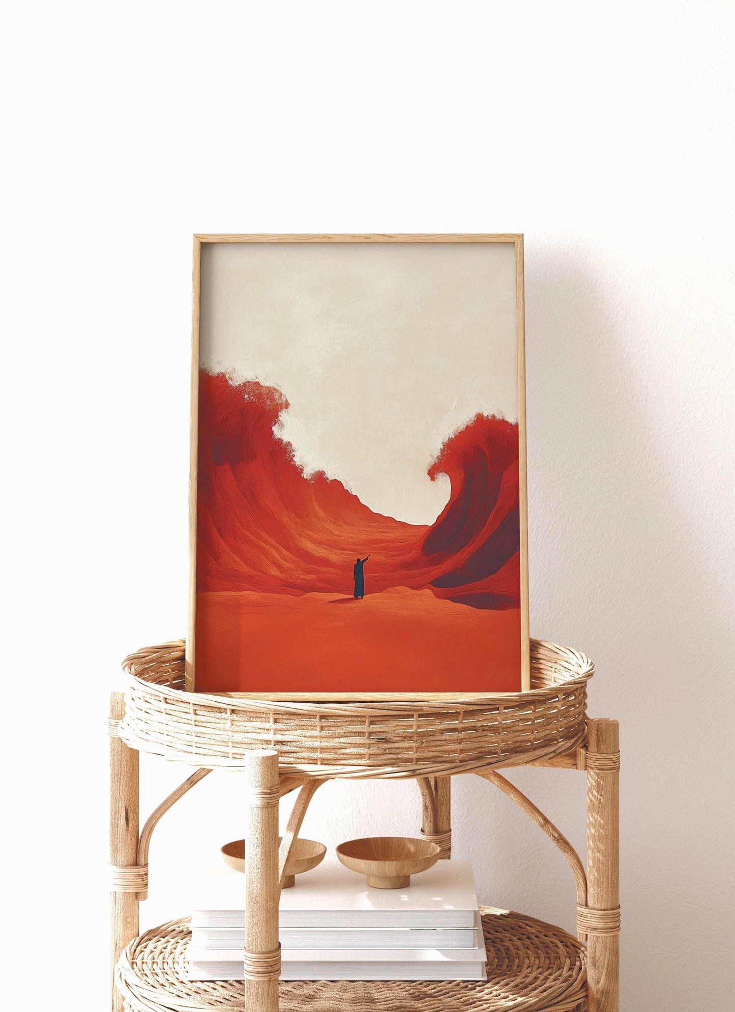 Red Sea Parting Print: Minimalist Moses Art, Christian Home Decor