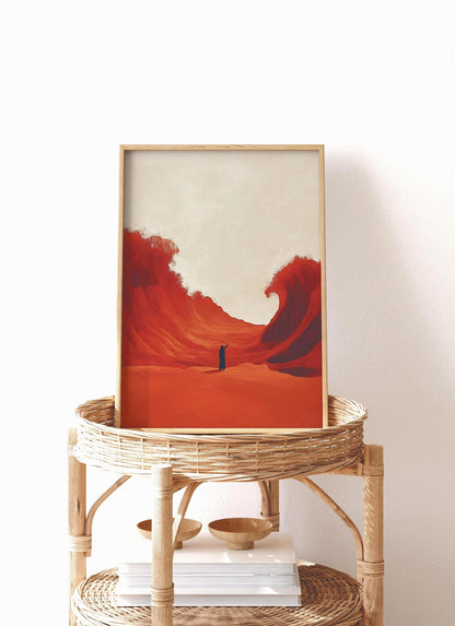 Red Sea Parting Print: Minimalist Moses Art, Christian Home Decor