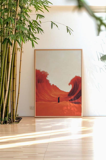 Red Sea Parting Print: Minimalist Moses Art, Christian Home Decor