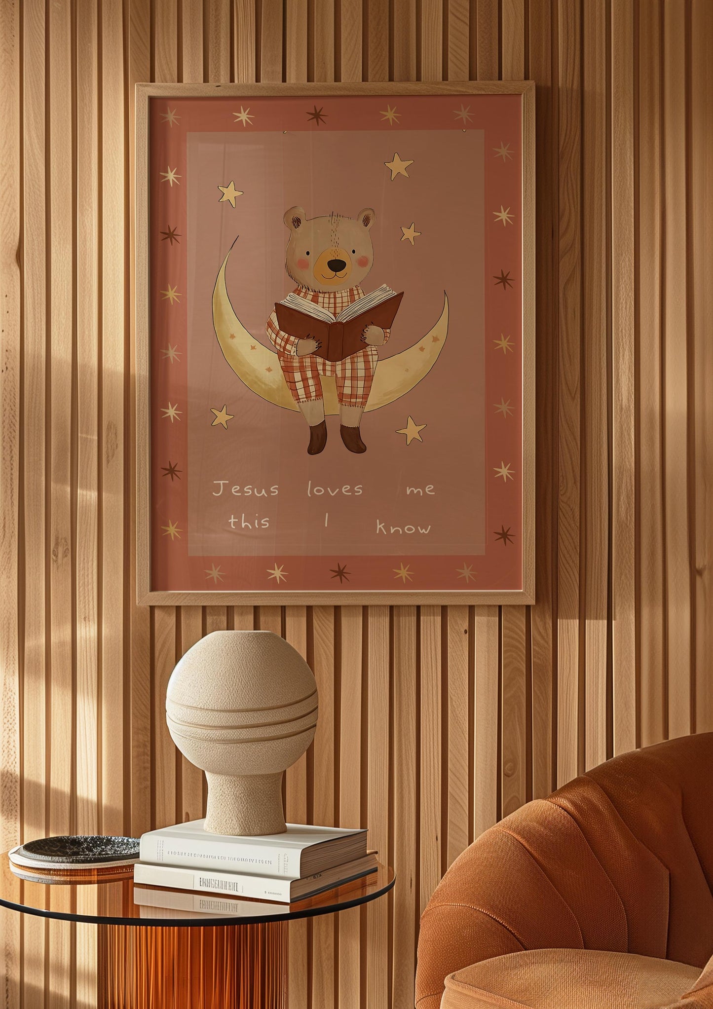 Jesus Loves Me Bear Nursery Print: Christian Wall Art, Boho Decor