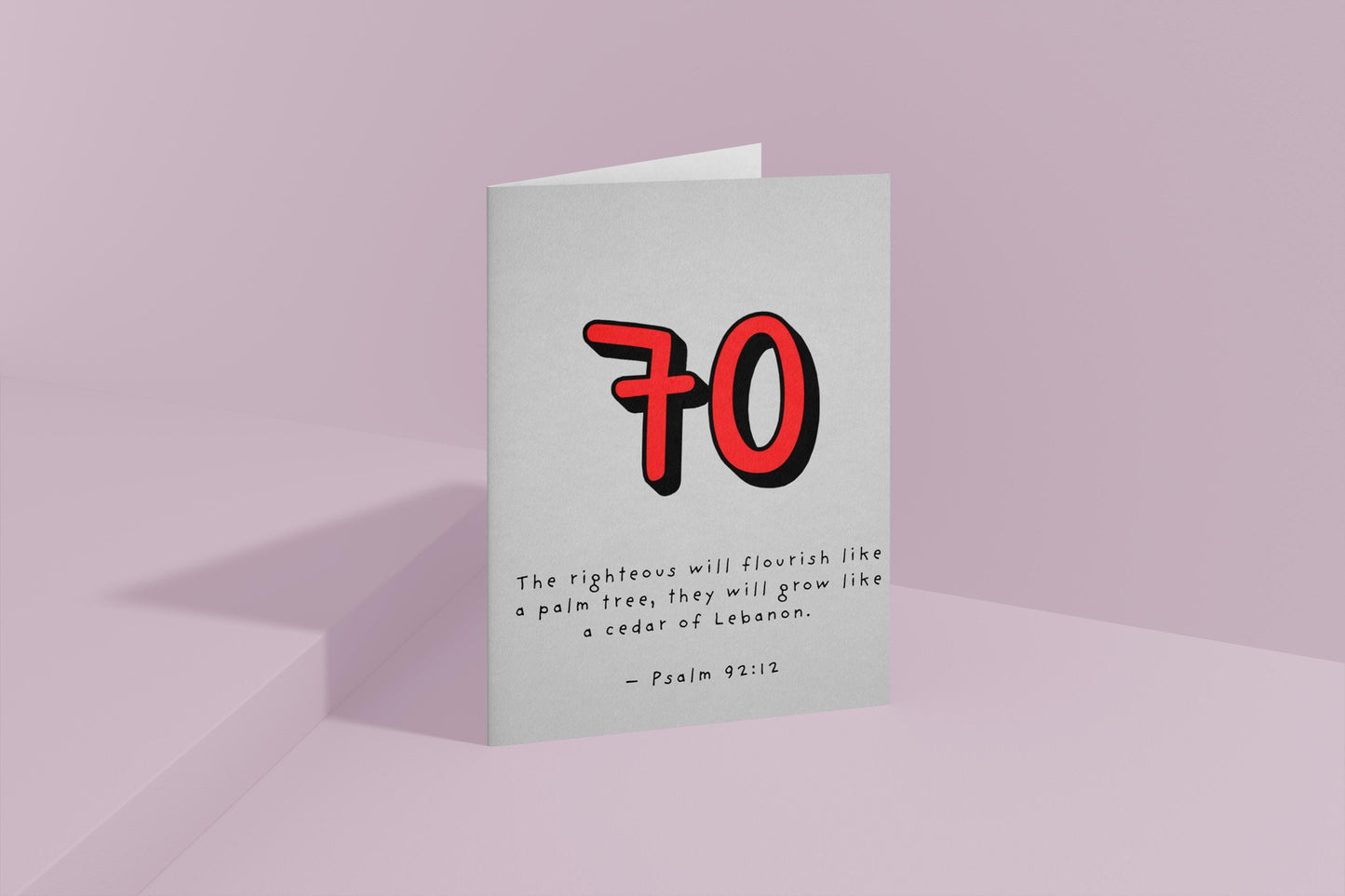 70th Birthday Card Christian Scripture, Psalm 92:12, Religious Milestone Card, Seventieth Birthday, Faith Greeting Card, Kraft Envelope