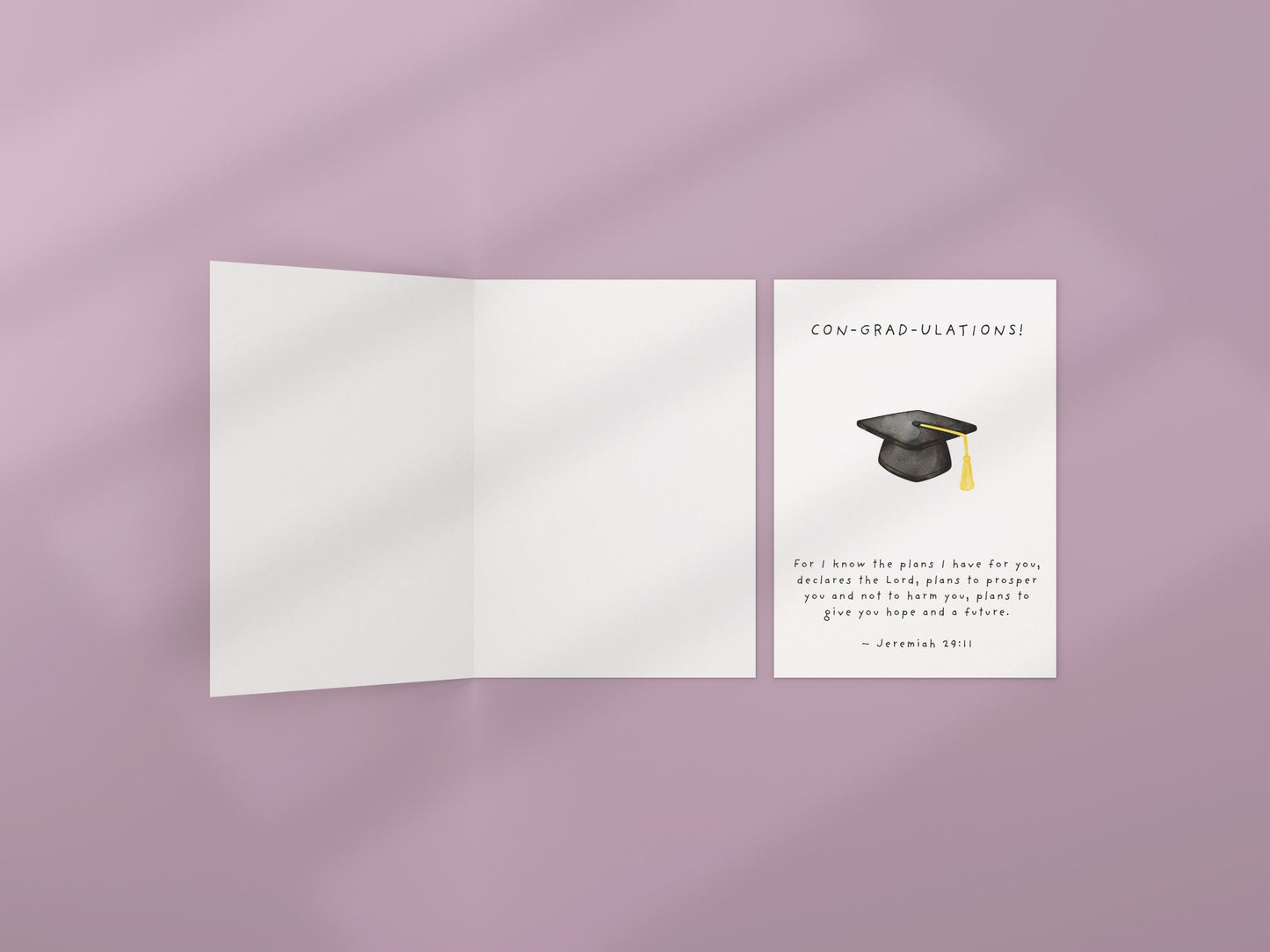 Christian Graduation Card with Bible Verse, Jeremiah 29:11, Religious Congratulations Card, Faith Graduation Gift, Graduation Cap Design