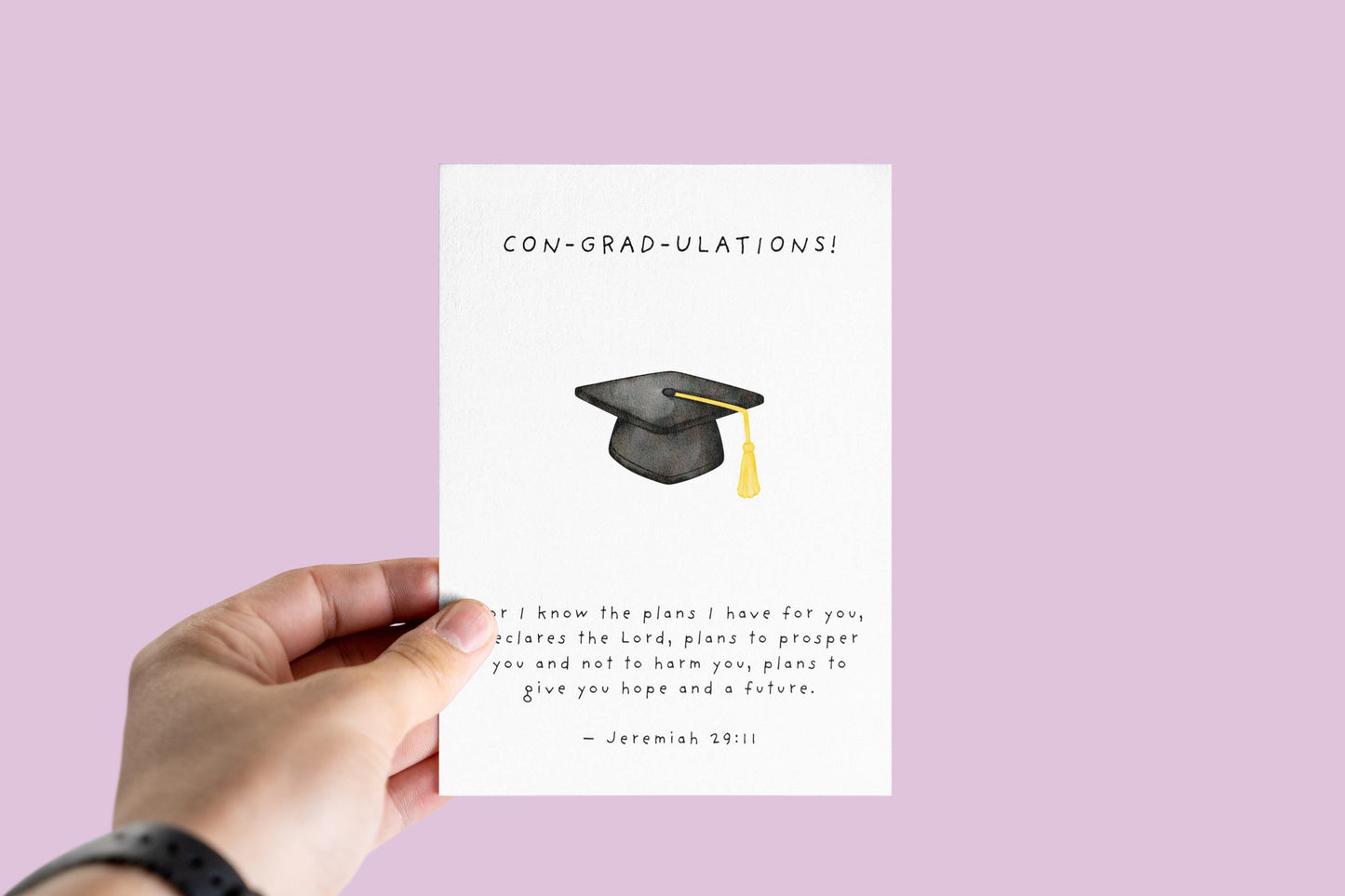 Christian Graduation Card with Bible Verse, Jeremiah 29:11, Religious Congratulations Card, Faith Graduation Gift, Graduation Cap Design
