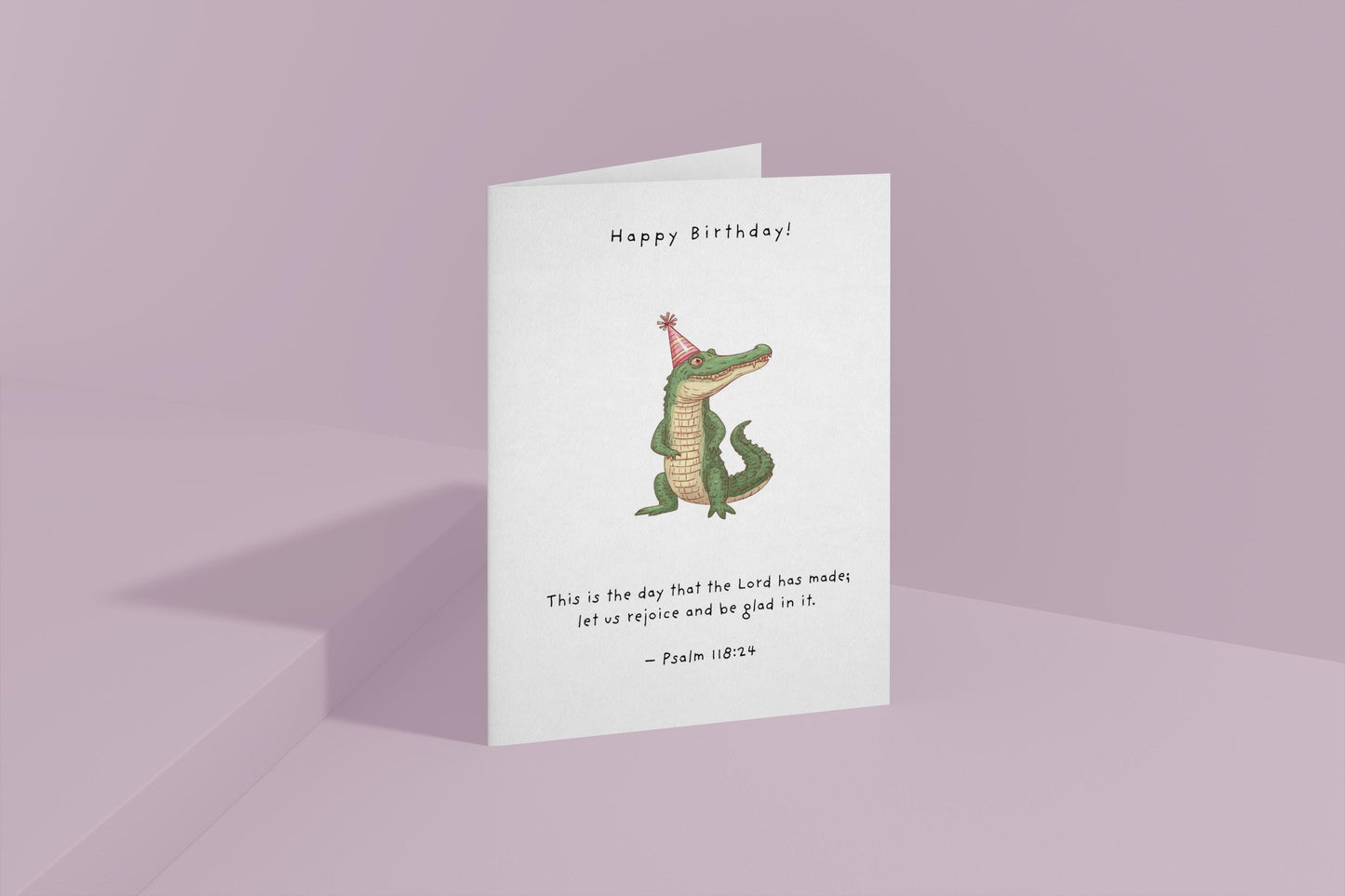 Personalised Christian Birthday Card Psalm 118:24 Scripture Card Happy Birthday Alligator, Faith Celebration Card Cute Animal funny birthday