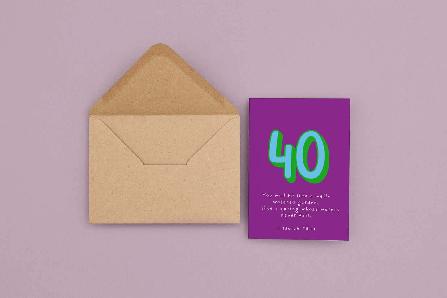 40th Birthday Card, Isaiah 58:11 Christian  Scripture Card, Religious Milestone Birthday Blessing, Faith Greeting Card celebrate 40 years
