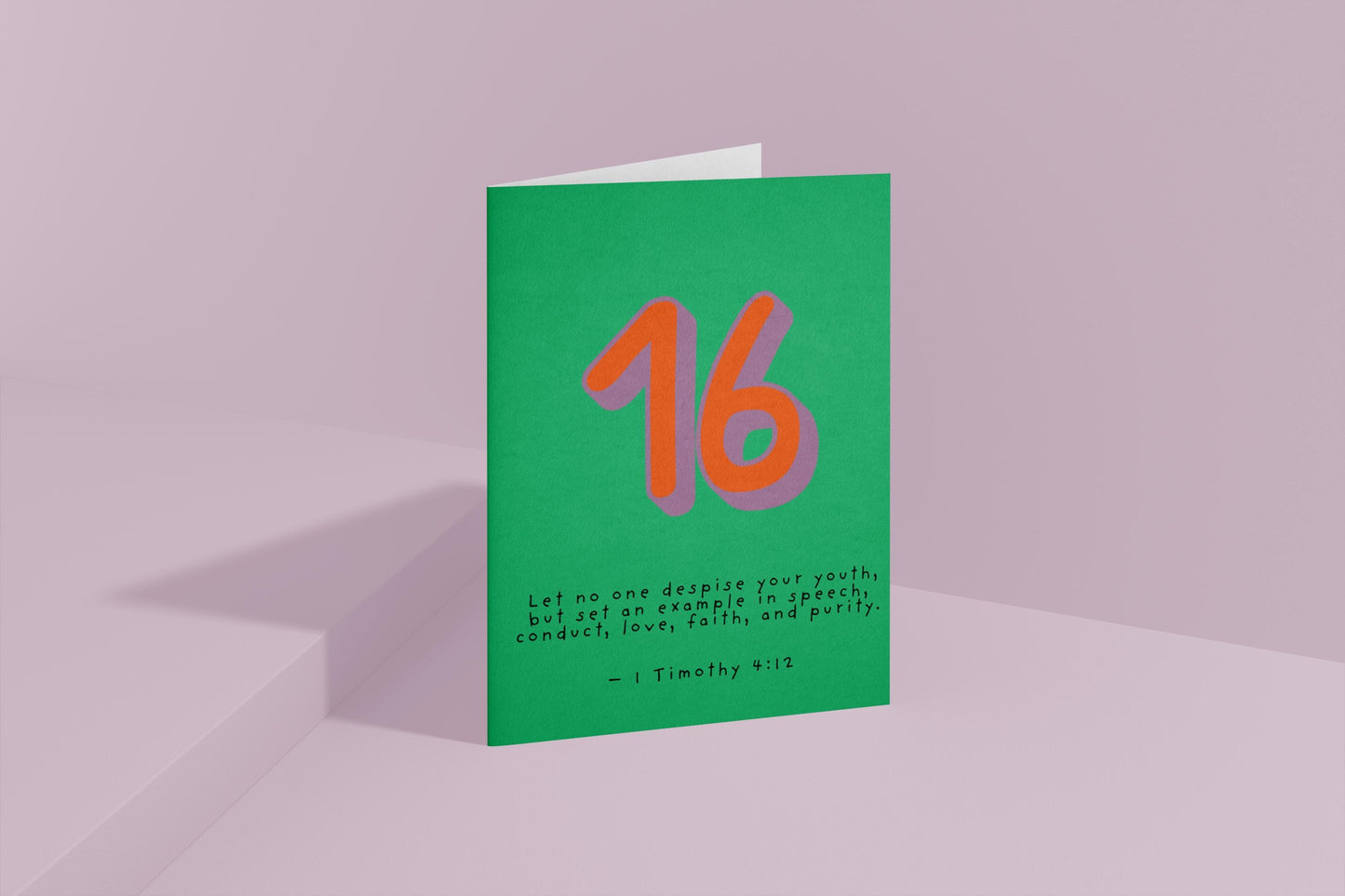 16th Birthday Card 1 Timothy 4:12  Christian Scripture Card Religious Milestone Birthday Faith Greeting for Teen  sweet sixteen with faith