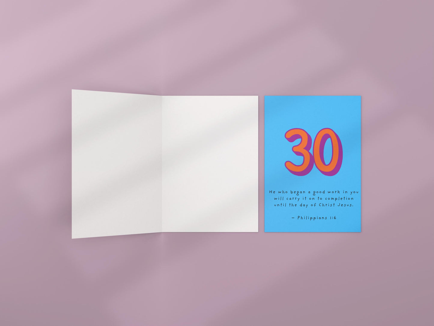 30th Birthday Card Philippians 1:6 Scripture Christian Religious Milestone Blessing Faith Greeting Card 30 years of life and God’s purpose.