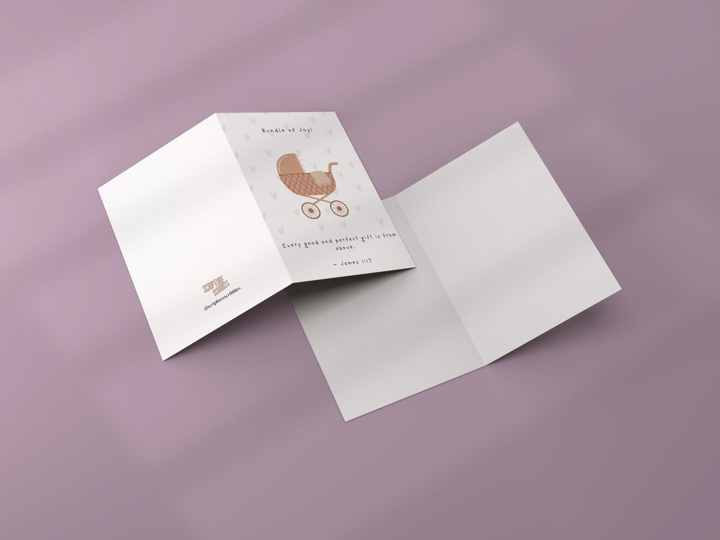 New Baby Card Christian Scripture Card Religious Baby Shower Card Faith Birth Congratulations Bundle of Joy Stroller minimalist Design