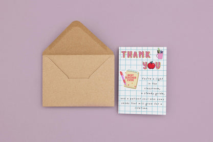 Christian Teacher Thank You Card: Apple & Bible Verse Design