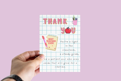 Christian Teacher Thank You Card: Apple & Bible Verse Design