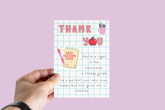 Christian Teacher Thank You Card: Apple & Bible Verse Design