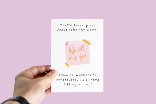 Funny Christian Leaving Card: Jesus Take The Wheel Farewell