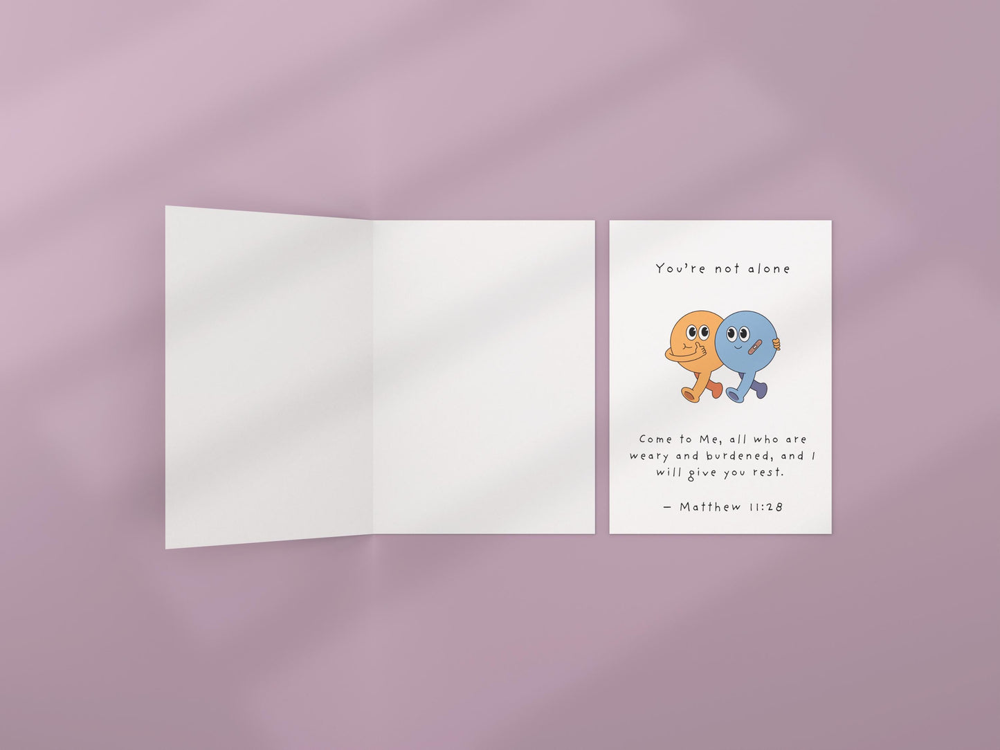 Christian Encouragement Card You’re Not Alone Matthew 11:28 Scripture Faith Friendship Support Bible Verse Greeting Card