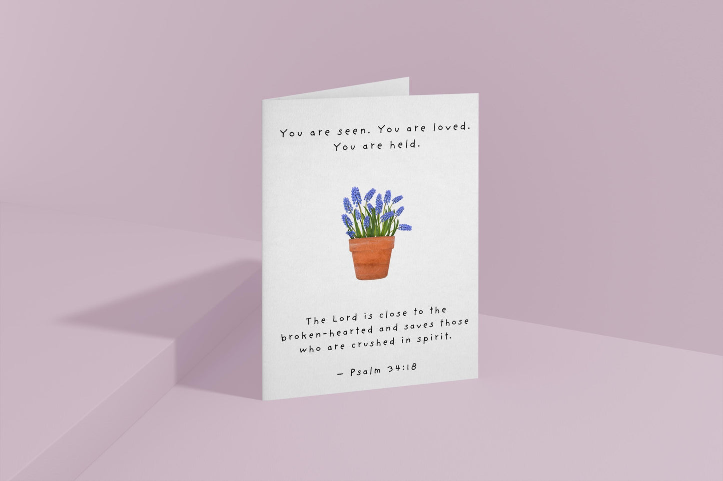 Christian Sympathy Card You Are Seen Loved Held Psalm 34:18 Scripture Comfort Encouragement Bible Verse Greeting Card