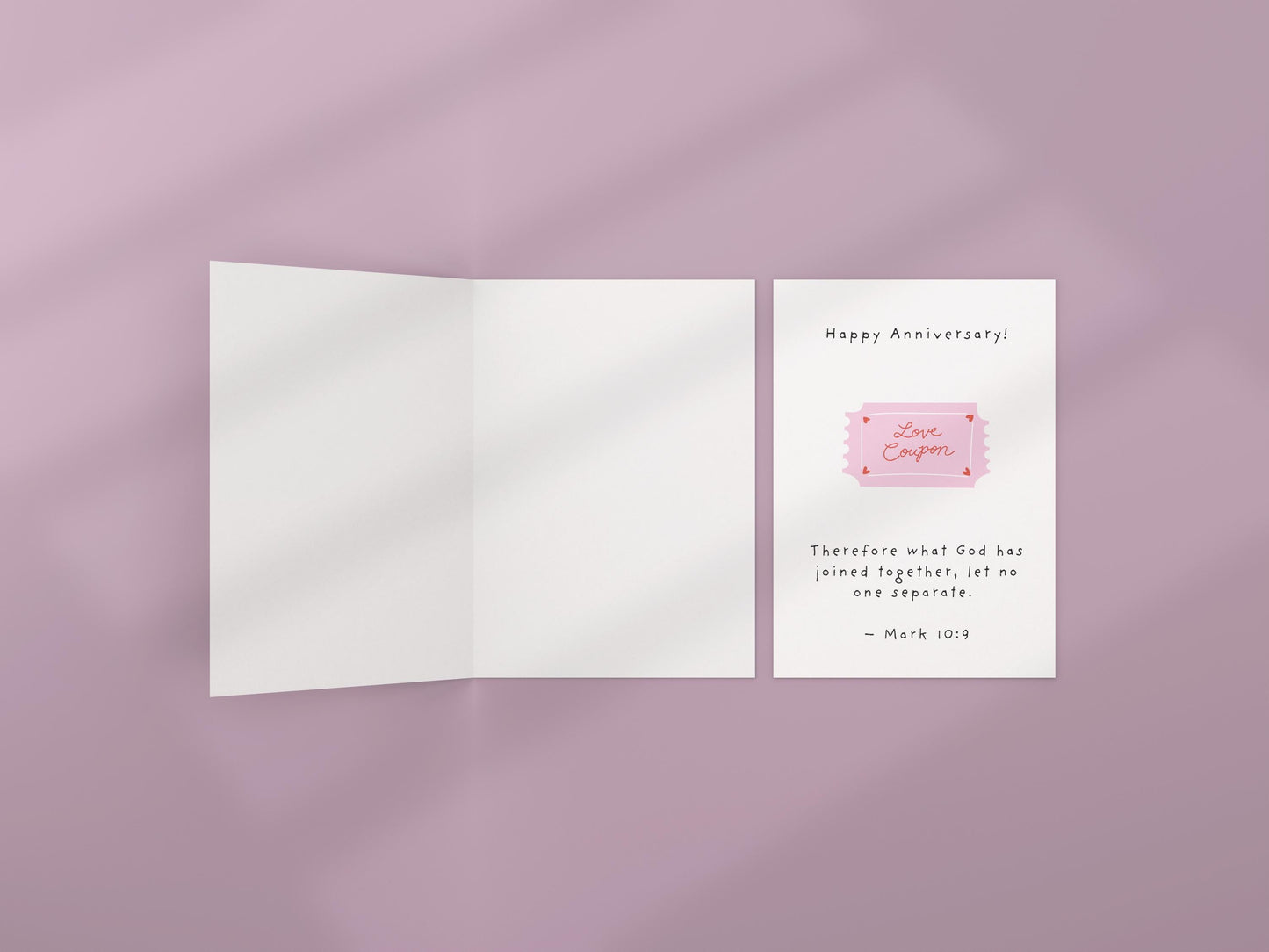Anniversary Card Love card, Mark 10:9 Scripture Card, Christian Marriage Card, Faith Love Coupon, Wedding Vow Renewal Card love and covenant