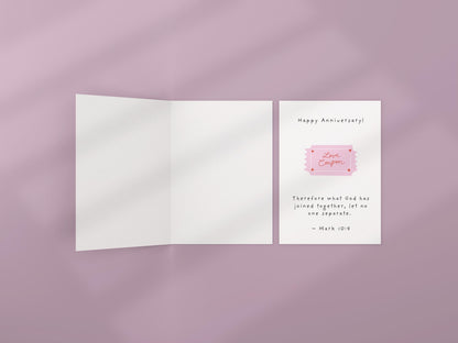Anniversary Card Love card, Mark 10:9 Scripture Card, Christian Marriage Card, Faith Love Coupon, Wedding Vow Renewal Card love and covenant