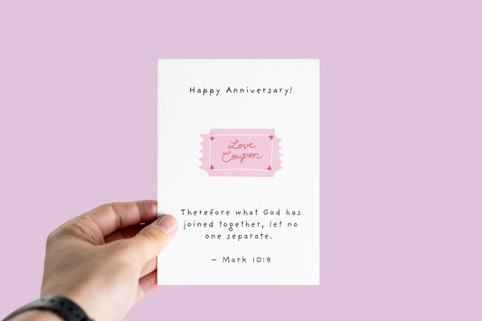 Anniversary Card Love card, Mark 10:9 Scripture Card, Christian Marriage Card, Faith Love Coupon, Wedding Vow Renewal Card love and covenant