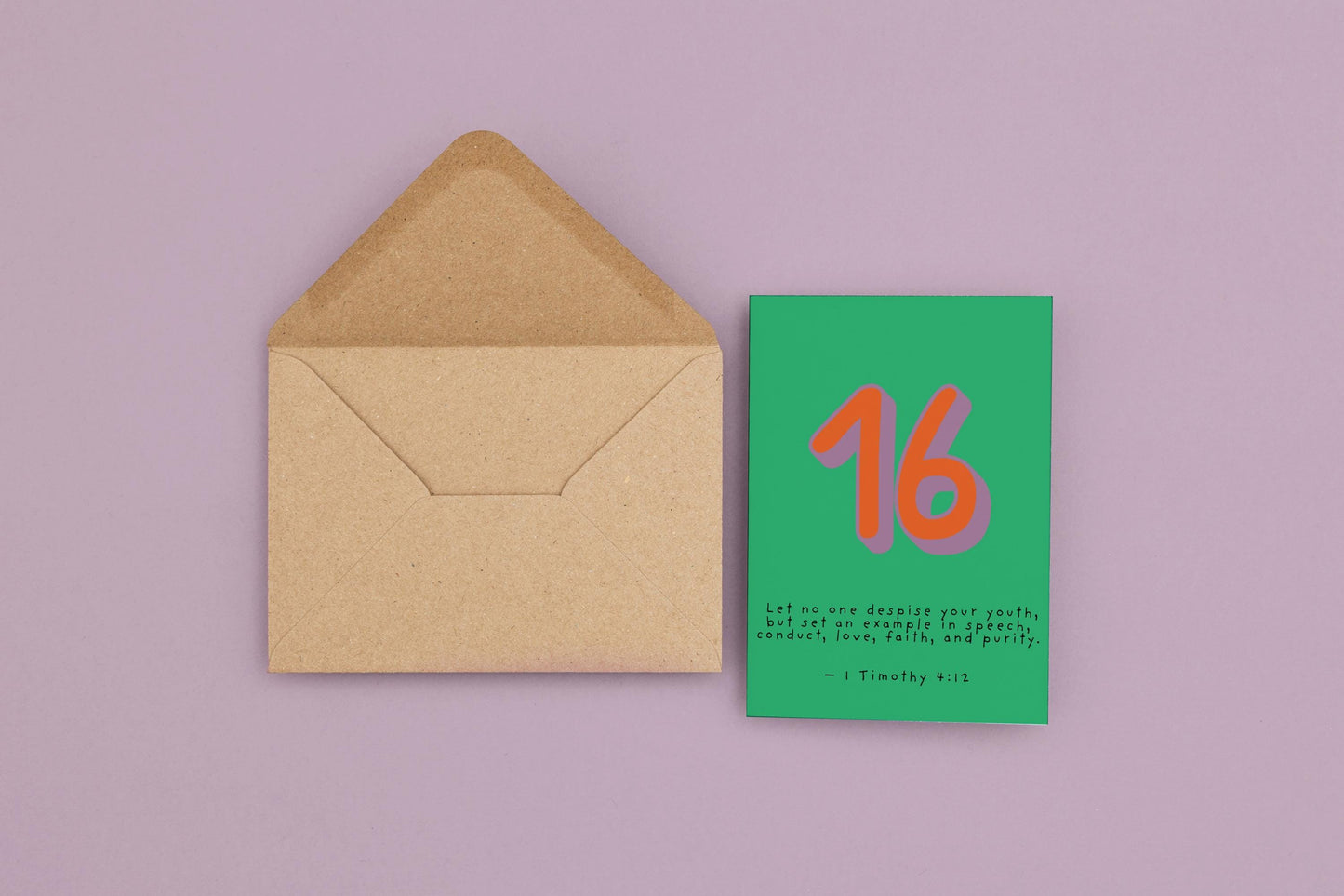 16th Birthday Card 1 Timothy 4:12  Christian Scripture Card Religious Milestone Birthday Faith Greeting for Teen  sweet sixteen with faith