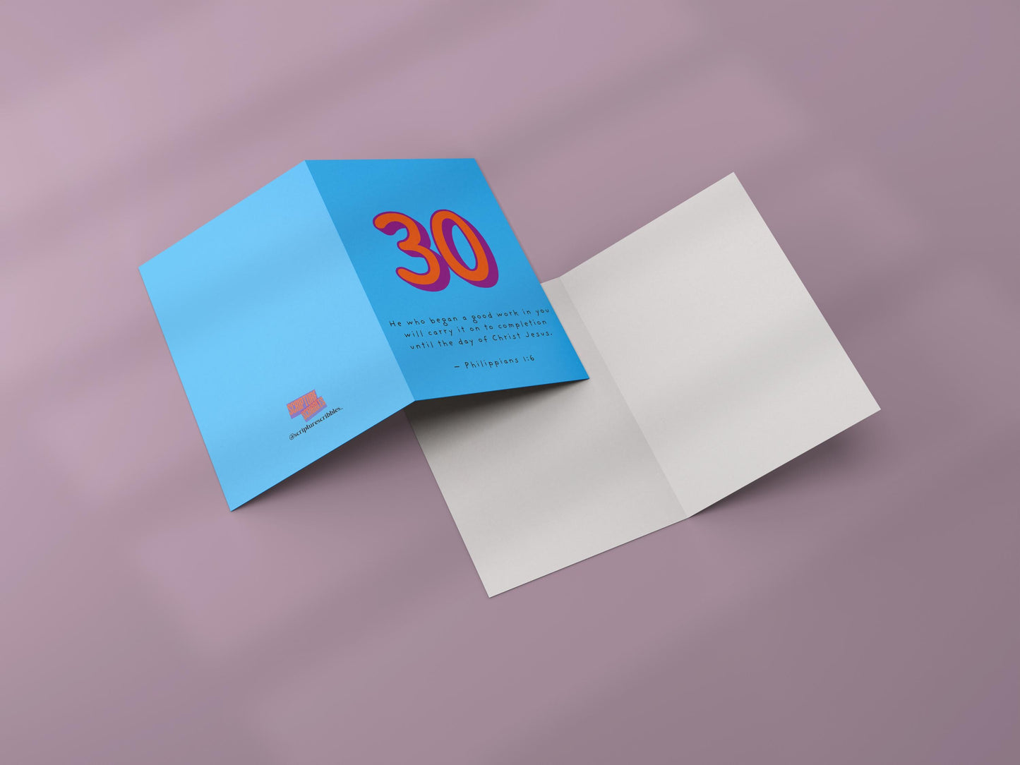 30th Birthday Card Philippians 1:6 Scripture Christian Religious Milestone Blessing Faith Greeting Card 30 years of life and God’s purpose.