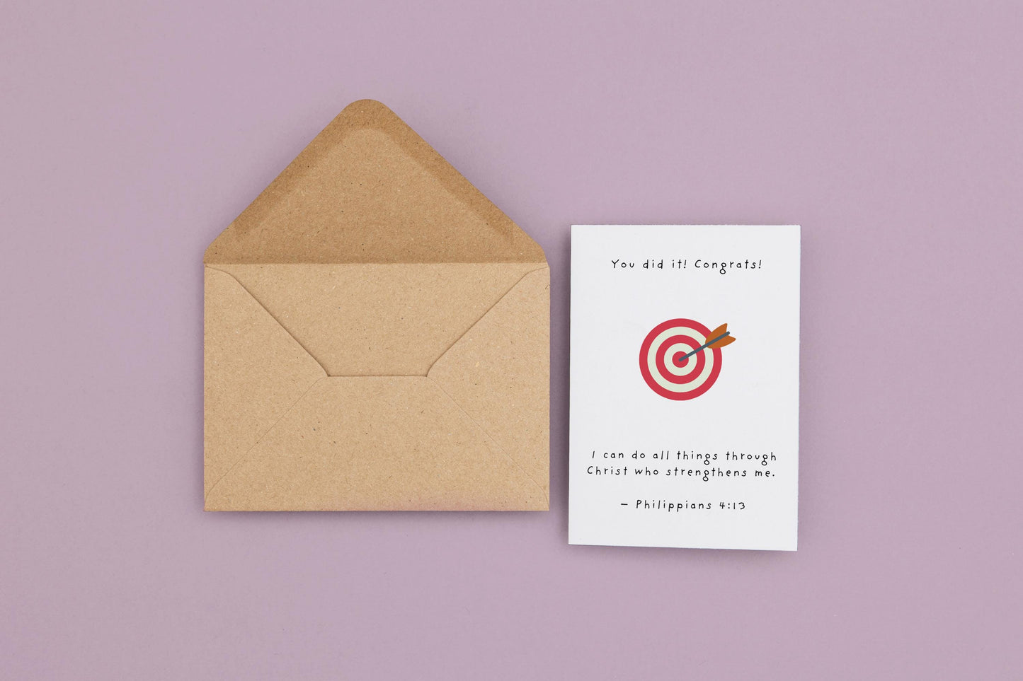 Christian Congratulations Card Philippians 4:13 Scripture Card Well Done Card Faith Achievement Greeting, Bullseye Design celebrate success