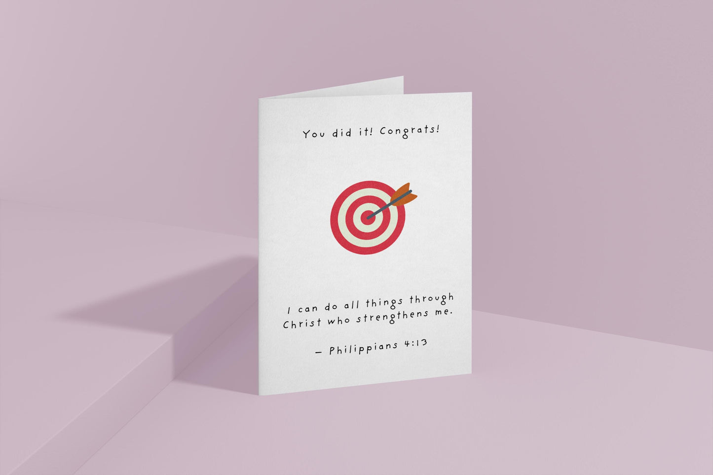 Christian Congratulations Card Philippians 4:13 Scripture Card Well Done Card Faith Achievement Greeting, Bullseye Design celebrate success