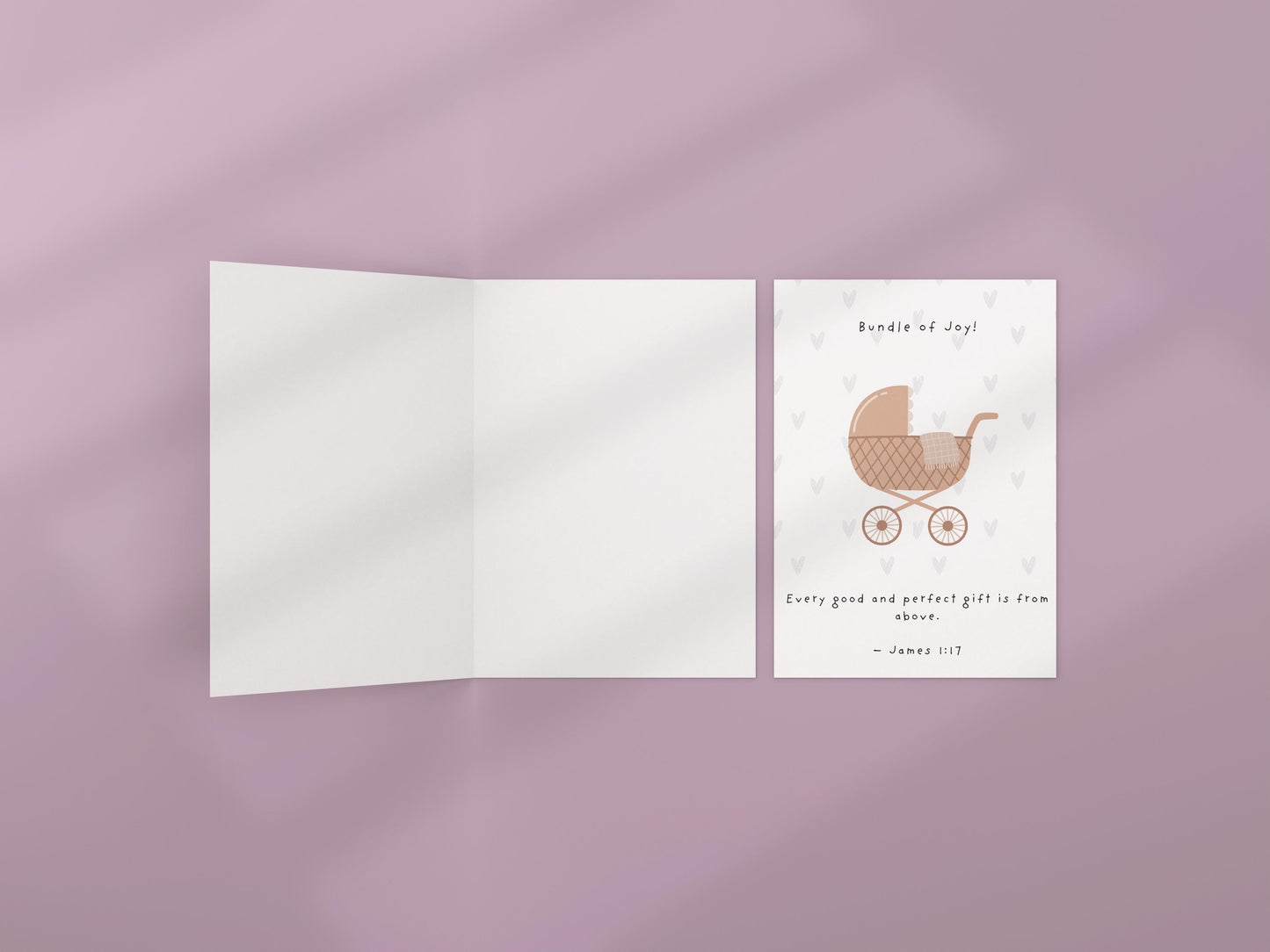 New Baby Card Christian Scripture Card Religious Baby Shower Card Faith Birth Congratulations Bundle of Joy Stroller minimalist Design