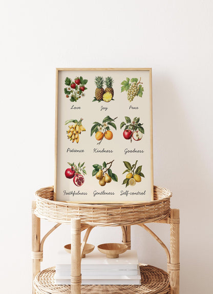 Fruits of the Spirit Art Print: Christian Scripture, Colorful Nursery Decor