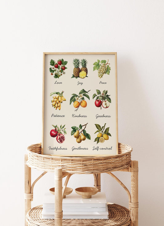 Fruits of the Spirit Art Print: Christian Scripture, Colorful Nursery Decor