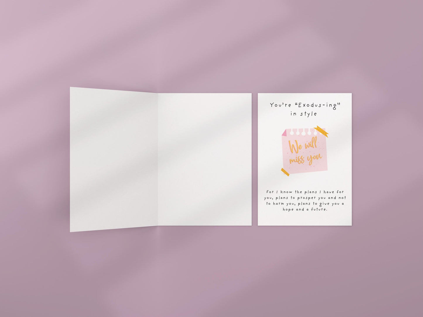 Christian Farewell Card Jeremiah 29:11 Scripture Religious Goodbye Card Faith Co-worker Leaving Card We Will Miss wishing You All the best