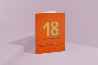 Christian 18th Birthday Card Proverbs 16:3 Scripture Card Religious Milestone Birthday Blessing Faith Greeting Card coming of age blessing