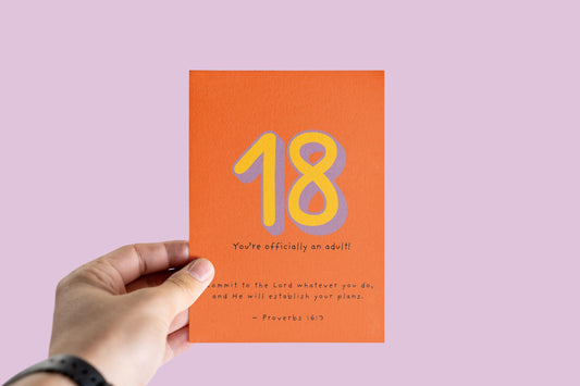 Christian 18th Birthday Card Proverbs 16:3 Scripture Card Religious Milestone Birthday Blessing Faith Greeting Card coming of age blessing