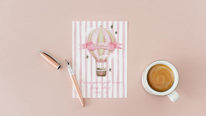 Personalized Chistian New Baby Card, new parents, custom cute new baby arrival vintage design, gift from above