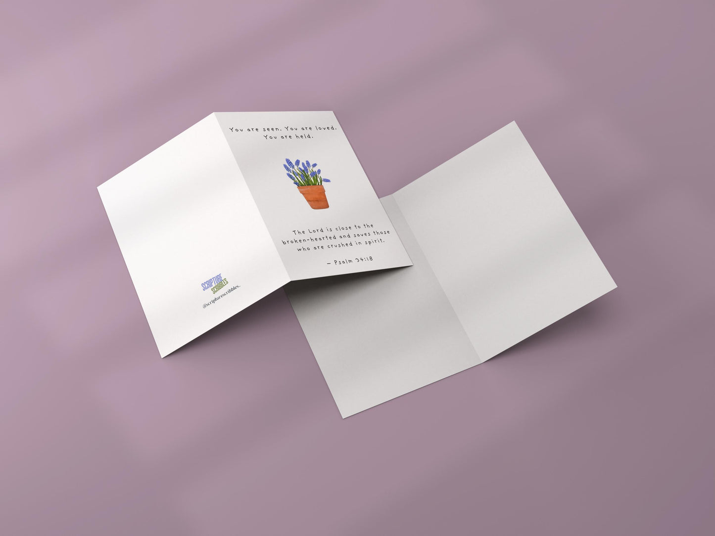 Christian Sympathy Card You Are Seen Loved Held Psalm 34:18 Scripture Comfort Encouragement Bible Verse Greeting Card