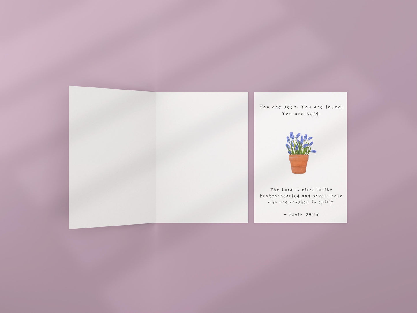 Christian Sympathy Card You Are Seen Loved Held Psalm 34:18 Scripture Comfort Encouragement Bible Verse Greeting Card