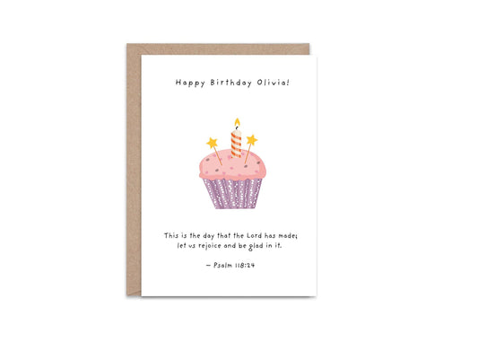 Custom Birthday Card with Bible Verse Christian Faith Based Happy Birthday Scripture Greeting Card Religious Personalised Card Psalm 118:24